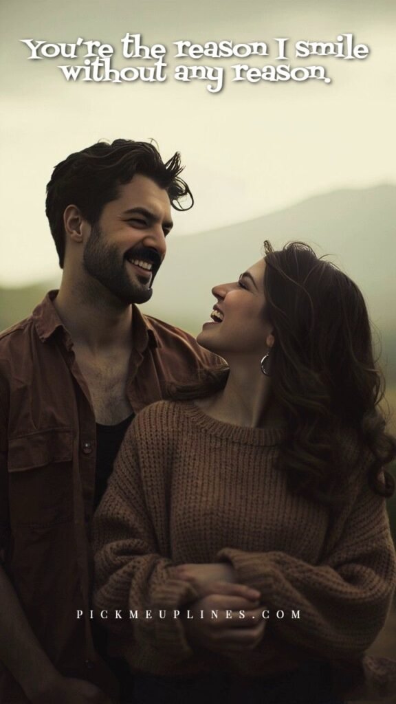 Funny couple sharing cheesy joke