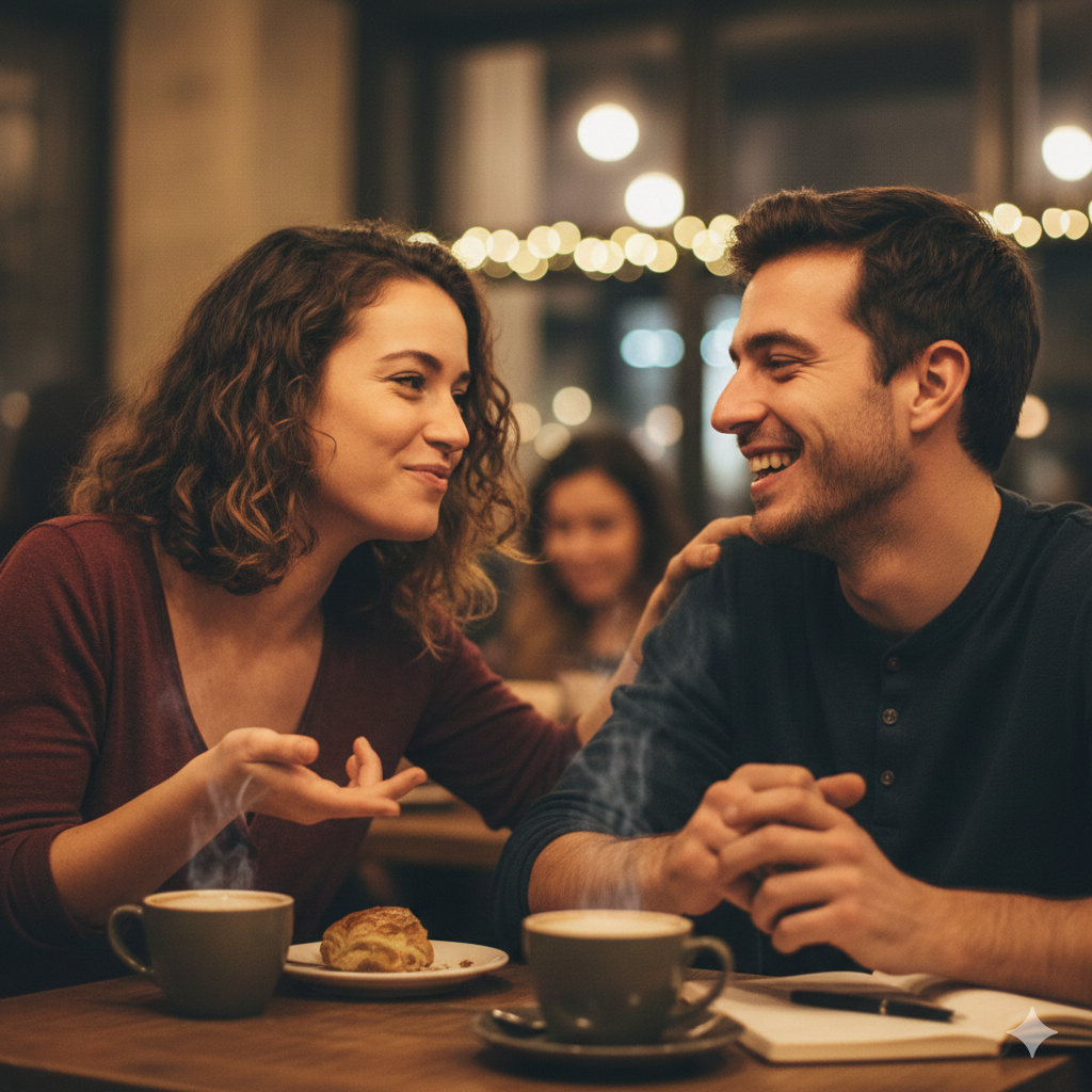 Natural eye contact during flirting