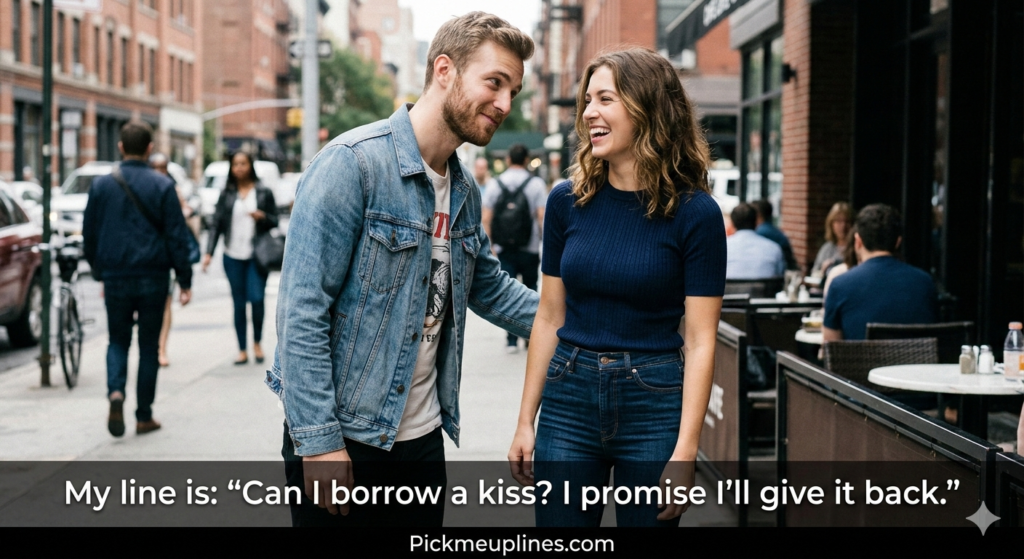 Cute couple laughing during flirty moment