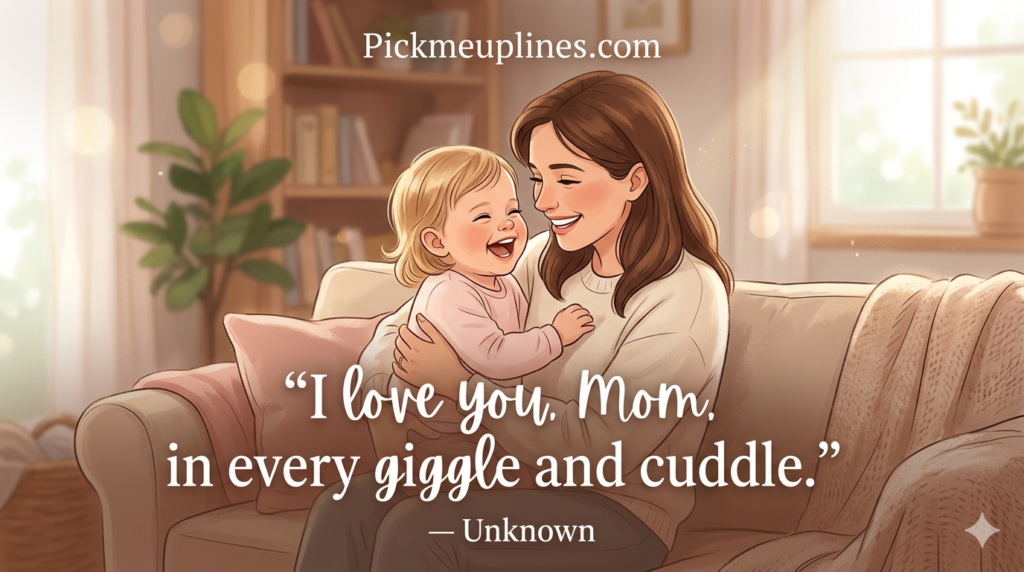 “happy motherhood bonding moment”