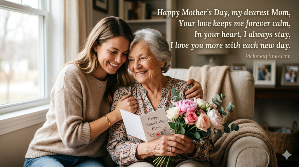 I love you mom quote with flowers